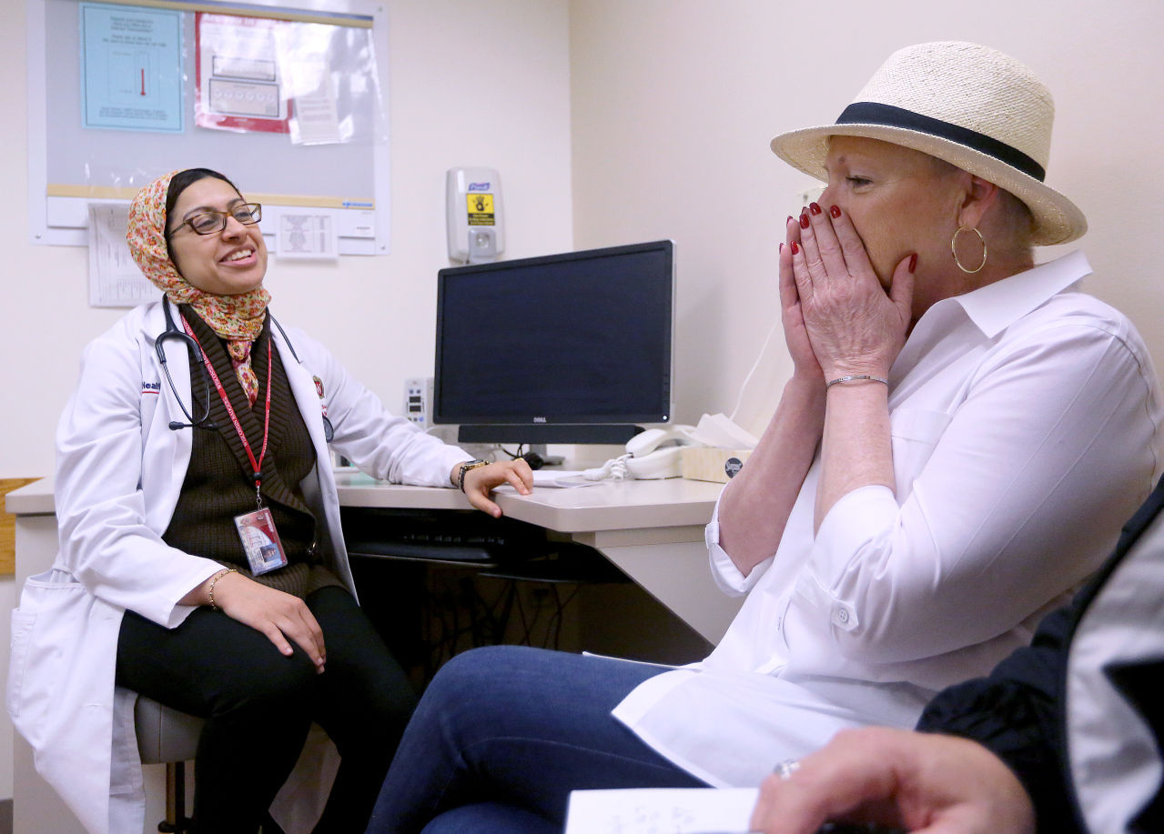 Julie Roberts reacting to good news